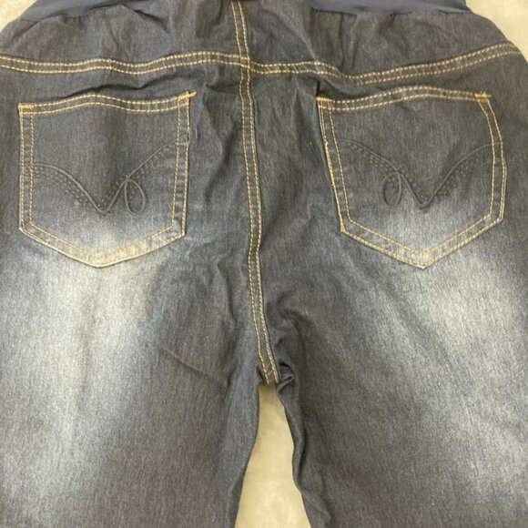 Oh! Mamma Dark Wash Over the Belly Maternity Jeans Stonewashed Front & Back Med - Picture 9 of 11